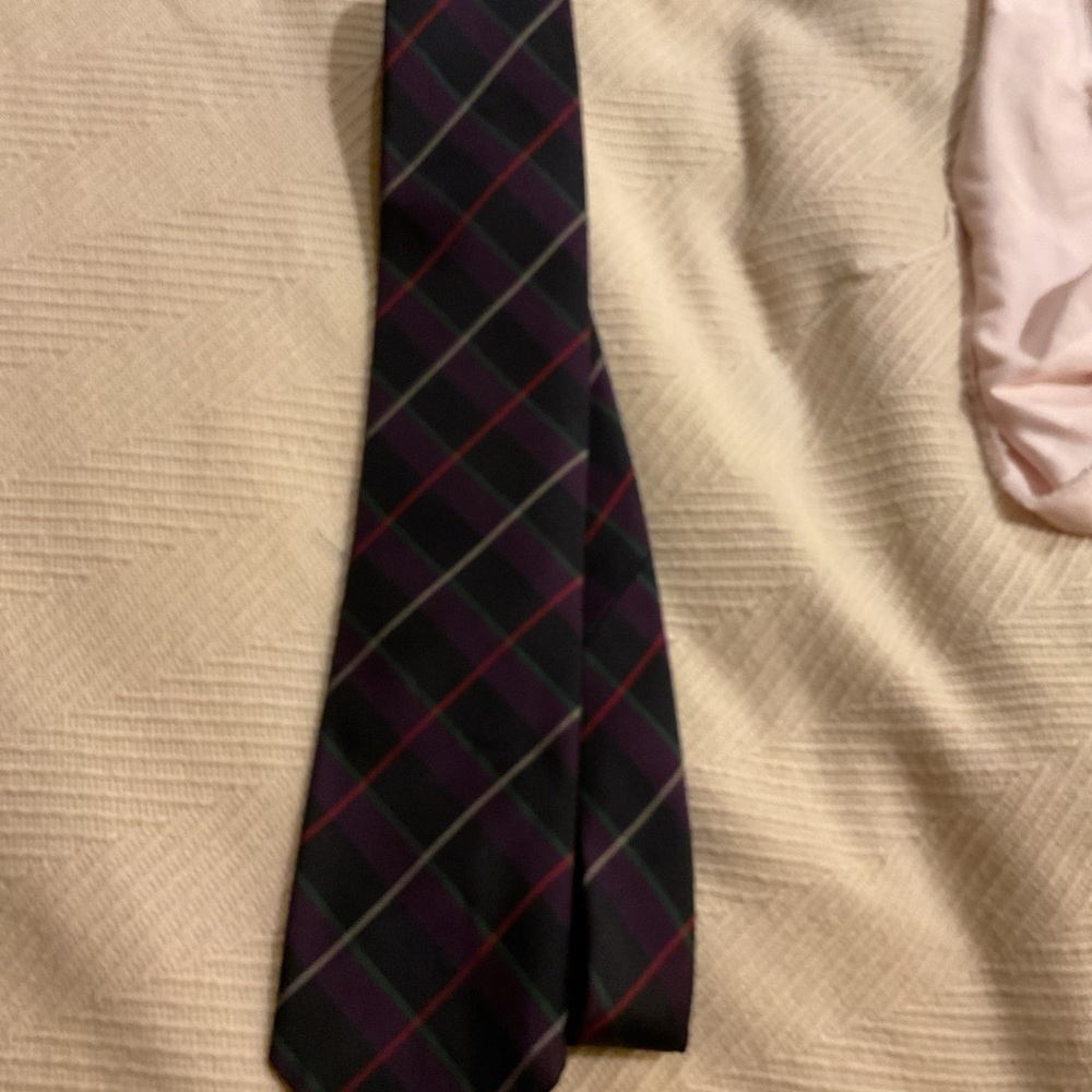 Vintage Polo by Ralph Lauren Silk Tartan Plaid Tie - Purple,Navy, Red, & Green